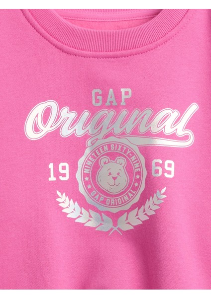Kız Bebek Pembe Vintage Yumuşak Logo Sweatshirt fiyatları