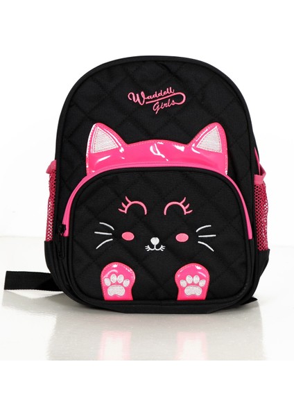 Kız Çocuk Anasınıfı ve Kreş Siyah Pembe Kedi Okul Sırt Çantası