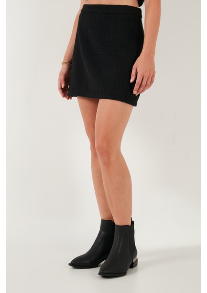 Pamuk ve Yün Karışımlı Slim Fit Mini Boy Tüvit Etek Bayan Etek 611AU086 indirimleri