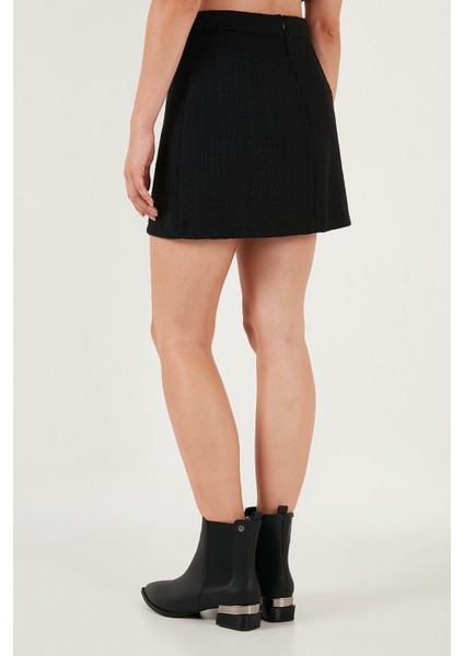 Pamuk ve Yün Karışımlı Slim Fit Mini Boy Tüvit Etek Bayan Etek 611AU086