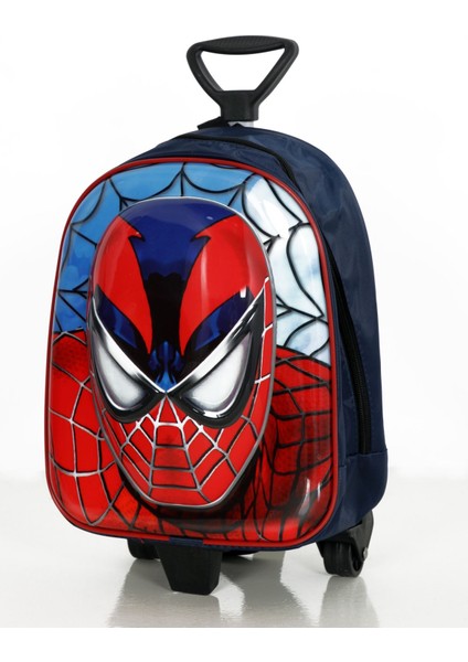 Erkek Çocuk Ana Sınıfı Çek Çekli Spiderman Örümcek Adam Kabartmalı Okul Çantası