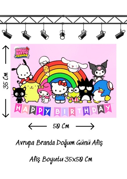 Hello Kity ve Arkadaşları Kuromi Melody Temalı Doğum Günü Afişi