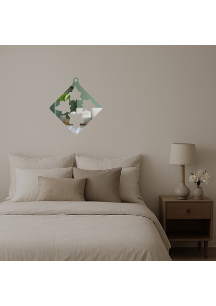 Dikdörtgen Yaprak Desenli Dekoratif Aynalı Tablo - KT4587-1594 fiyatları