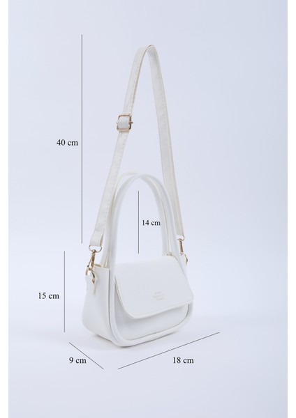 Beyaz SHK198 Suni Deri ,tek Bölmeli, Çıtçıtlı Ayarlanabilir Askılı El, Kol ve Omuz Çantası fiyatları