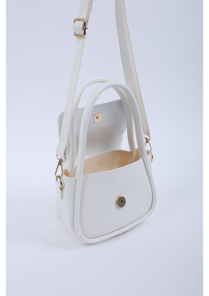 Beyaz SHK198 Suni Deri ,tek Bölmeli, Çıtçıtlı Ayarlanabilir Askılı El, Kol ve Omuz Çantası indirimleri