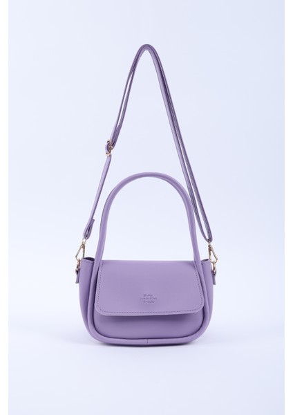 Lila SHK198 Suni Deri ,tek Bölmeli, Çıtçıtlı Ayarlanabilir Askılı El, Kol ve Omuz Çantası