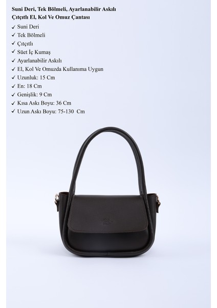 Kahve Rengi SHK198 Suni Deri ,tek Bölmeli, Çıtçıtlı Ayarlanabilir Askılı El, Kol ve Omuz Çantası modelleri