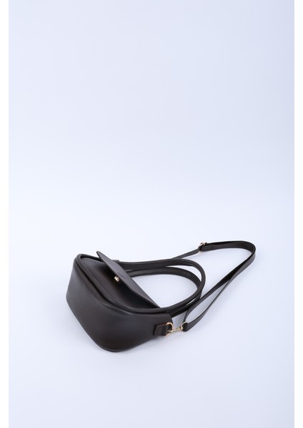 Kahve Rengi SHK198 Suni Deri ,tek Bölmeli, Çıtçıtlı Ayarlanabilir Askılı El, Kol ve Omuz Çantası