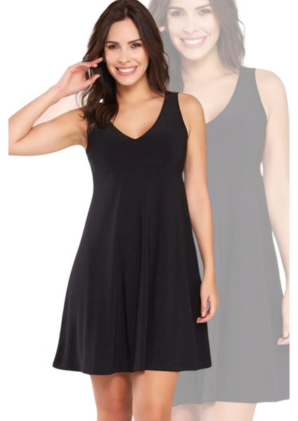 Kadın Bordo Yaka Detaylı Elbise 18L6346