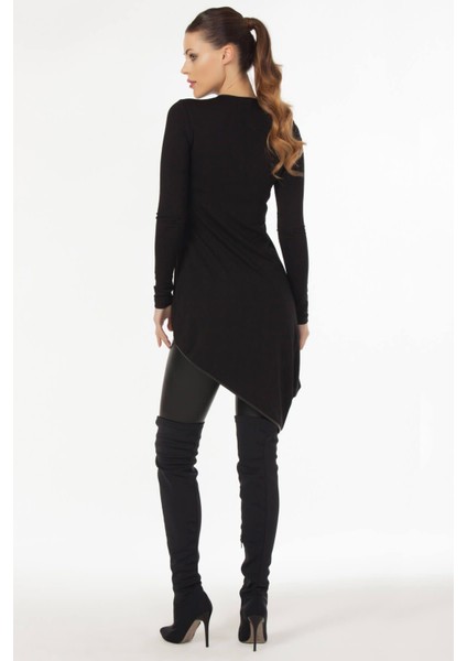 Kadın Siyah Asimetrik Kesim Bluz 19L6490 modelleri