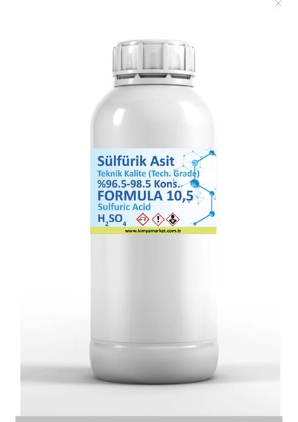 Sülfürik Asit 2 Adet 1 Lt %96.5-98.5 Kons. Zaç Yağı