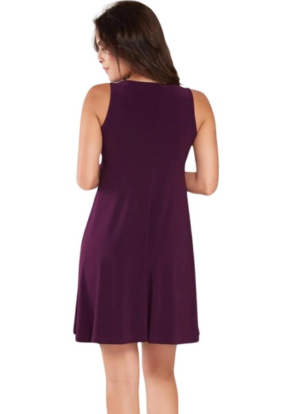 Kadın Bordo Yaka Detaylı Elbise 18L6346