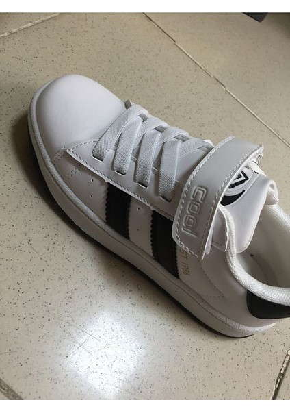 Cooper Çocuk Bantlı Cilt Sneaker Spor Ayakkabı Beyaz - Siyah fiyatları