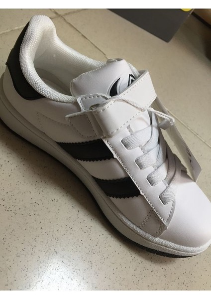 Cooper Çocuk Bantlı Cilt Sneaker Spor Ayakkabı Beyaz - Siyah fırsatları