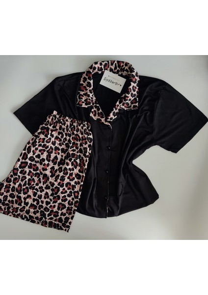 Leopar Desenli Kısa Kollu Kadın Pijama Takımı fiyatları