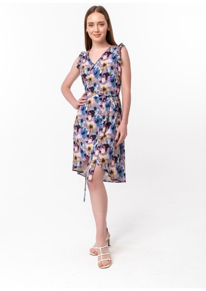 Kadın Desenli Kruvaze Elbise 18L6360 fiyatları