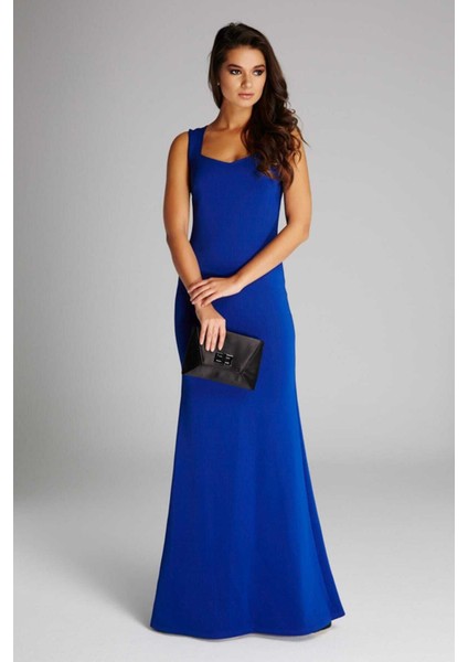 Kadın Saks Yaka Detaylı Abiye Balık Elbise 14L4113-L fiyatları