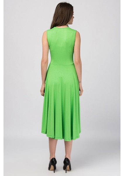 Kadın Yeşil Asimetrik Kesim Elbise 18L6215 fiyatları