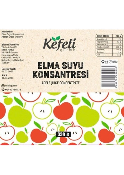 Kefeli Gurme Elma Suyu Konsantresi 330G x 3 Adet fiyatları
