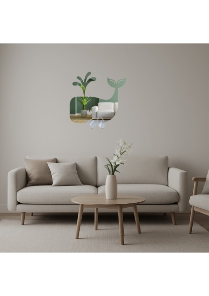 Balina Figürlü Deniz Yaşamı Dekoratif Aynalı Tablo - KT7496-3658