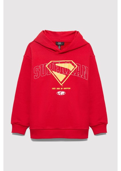 Baskılı Pamuklu Oversize Fit Kapüşonlu Sweat Erkek Çocuk Sweat 6S10133