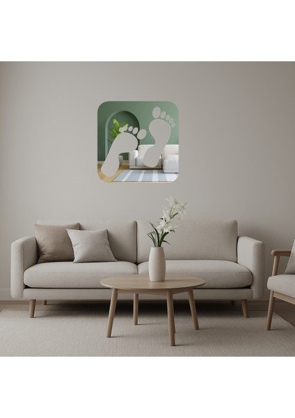 Ayak Izi Tasarımlı Dekoratif Aynalı Tablo - KT3446-6913