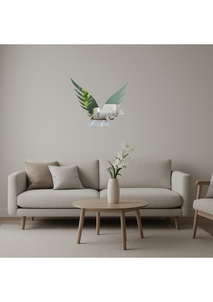 Zeytin Dalı ile Barış Güvercini Dekoratif Duvar Aynalı Tablosu - KT9907-4214