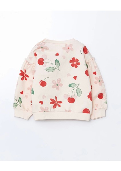 Lcw Baby Pembe Bisiklet Yaka Çiçekli Kız Bebek Sweatshirt ve Tayt 2'li modelleri