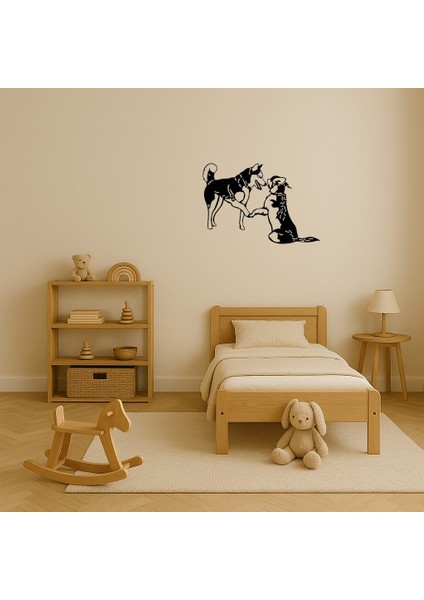 Oyun Oynayan Köpekler Mdf Dekoratif Tablolar Seti - KT5696-3546 modelleri