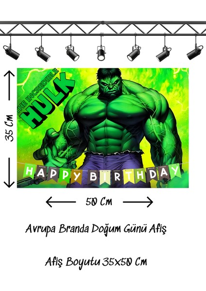 Hulk Yeşil Dev Temalı Doğum Günü Afişi