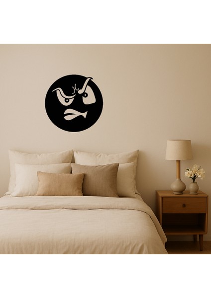 Eğlenceli Emoji Kızgın Yüz Mdf Tablo - KT9563-8019