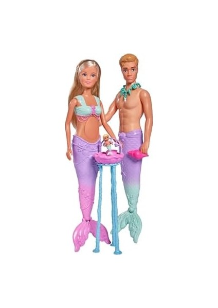 Steffi Love Mermaid Family Giydirilebilir Oyuncak Bebekler, Hamile Deniz Kızı ve Deniz Adamı Kevin, Bebek Yatağı Ile, 29 Cm, 3 Yaş ve Üzeri Çocuklar Için fiyatları