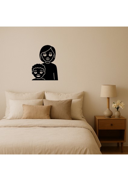 Anne ve Erkek Çocuk Emoji Aile Dekoratif Tablo - KT4840-5306