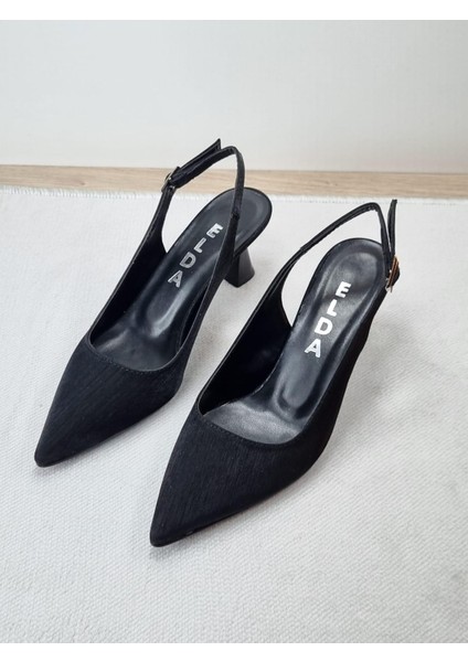 Yeni Sezon Siyah Simli Saten Ince Topuklu Abiye Kadın Ayakkabı Stiletto