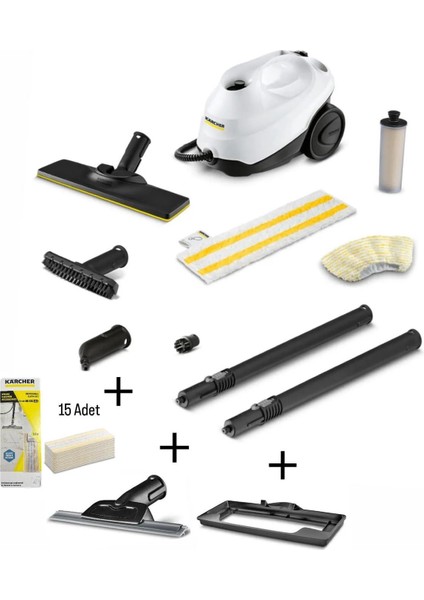Sc 3 Easyfix Buharlı Temizlik Makinesi + Cam Temizleme Aparatı + 15 Mikrofiber Bez + Halı Başlığı