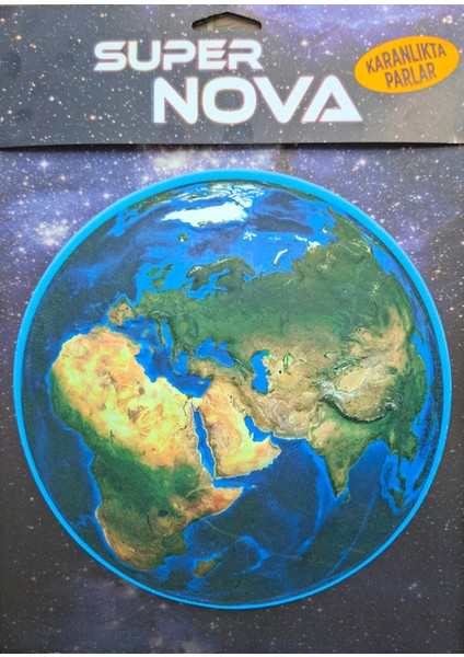 Fosforlu 22CM Dünya Karanlıkta Parlayan Pvc Dünya Ofis ve Çocuk Odası Duvar Süsü Dekoratif Fosforlu Sticker indirimleri