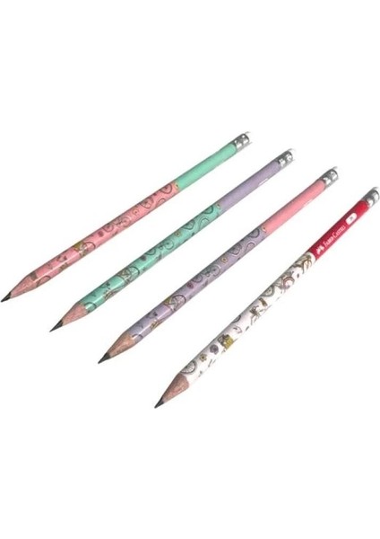 Bisiklet Desenli Silgili 2b Kurşun Kalem 4 Adet