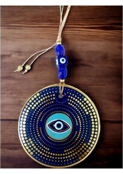 Altın Puantiyeli Nazar Boncuk Gözlü Duvar Süsü