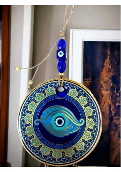 Altın Işlemeli Balık Gözlü Nazar Boncuklu Duvar Süsü modelleri