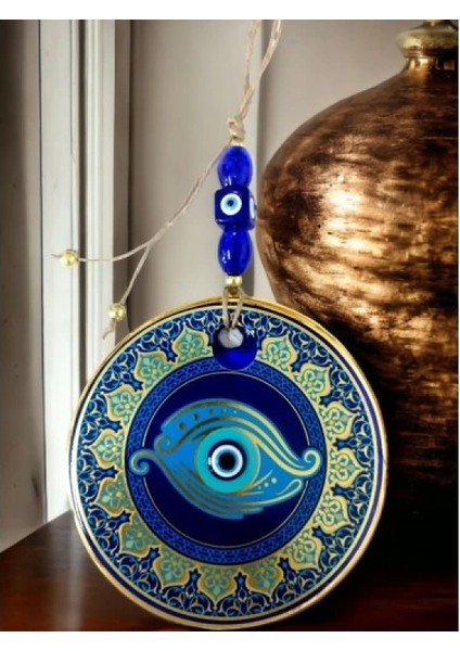 Altın Işlemeli Balık Gözlü Nazar Boncuklu Duvar Süsü indirimleri