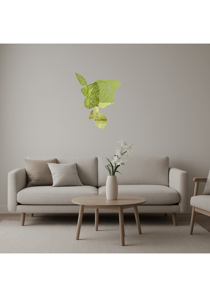 Pastel Çiçek Desenli Dekoratif Altın Aynalı Tablo - KT6492-1751