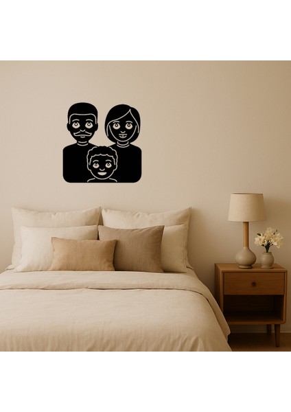 Iç Mekan Dekoratif Aile: Anne Baba ve Oğul Emoji Tablosu - KT9670-2500