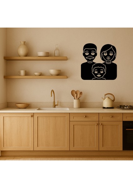 Iç Mekan Dekoratif Aile: Anne Baba ve Oğul Emoji Tablosu - KT9670-2500 fiyatları