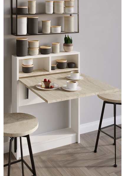 Bracked Çok Fonksiyonlu Masa Travertine
