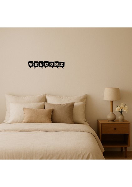 Hoş Geldiniz Sms Desenli Dekoratif Mdf Tablo - KT4277-6873