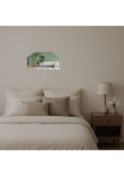 Okul Binası Temalı Dekoratif Aynalı Tablo - KT3419-7146 fiyatları