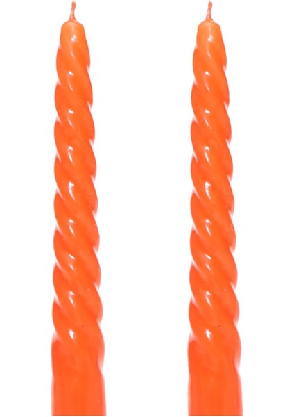 Burgulu Turuncu Şamdan Mum Seti