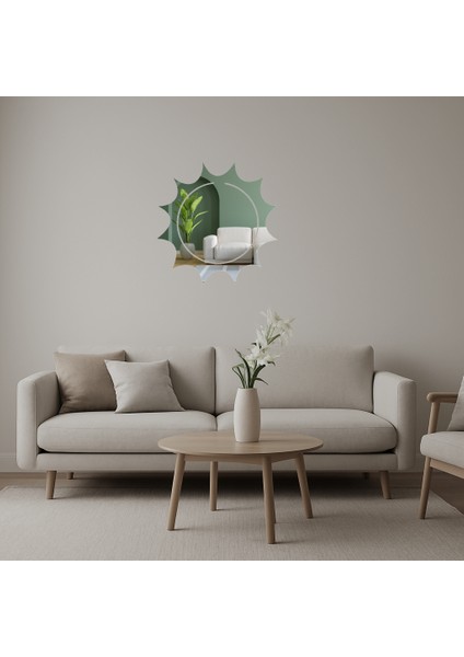 Sarı Güneş Sanatı Tasarımı Iç Mekan Dekoratif Aynalı Tablo - KT7835-2095