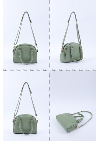 Mint Yeşil SHK205 Suni Deri Fermuarlı Tek Bölmeli Ayarlanabilir Askılı El,kol ve Omuz Çantası