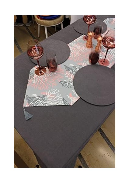 Beyaz Mercan Desenli Dijital Baskılı Runner Amerikan Servis 40X150 cm fiyatları